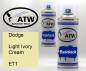 Preview: Dodge, Light Ivory Cream, ET1: 400ml Sprühdose + 400ml Klarlack - Set, von ATW Autoteile West.